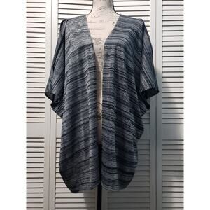 Steve Madden Open Cardigan Women's OSFM Gray Silver Metallic‎ Striped Sweater